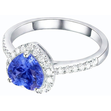 natural round sapphire 3.50ct ring top view