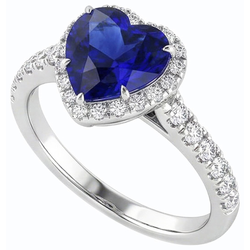 Natural Sapphire Ring 3.50ct - White Gold 14K