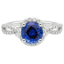 Natural Earth Mined Diamond Halo Jewellery Deep Blue Sapphire Split Shank Prong Set 3 Carats