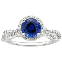 Natural Earth Mined Diamond Halo Jewellery Deep Blue Sapphire Split Shank Prong Set 3 Carats
