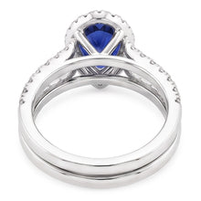 Natural Earth Mined Diamond Halo Pear Sri Lankan Sapphire Wedding Ring Set 2.50 Carats