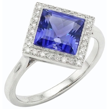 Natural Earth Mined Diamond Halo Princess Blue Sapphire Ring 3 Carats Gold Pyramid Style