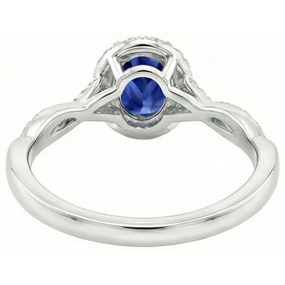 natural round sapphire 4.25ct ring profile view