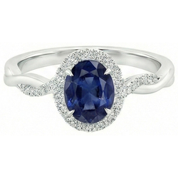 Natural Sapphire Ring 4.25ct - White Gold 14K