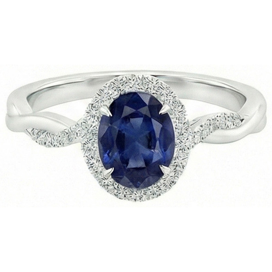 natural round sapphire 4.25ct ring front view