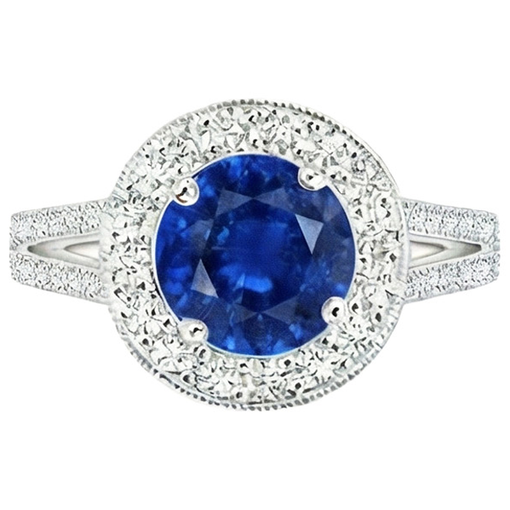 natural round sapphire 2.50ct ring side angle
