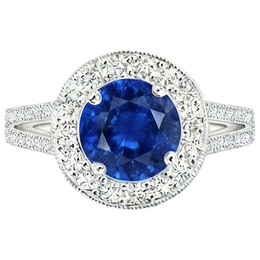 natural round sapphire 2.50ct ring side angle