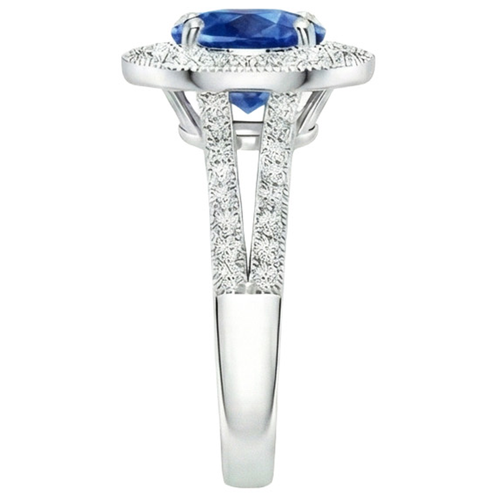 natural round sapphire 2.50ct ring profile view