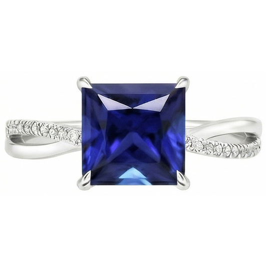 natural round sapphire 5.50ct ring profile view