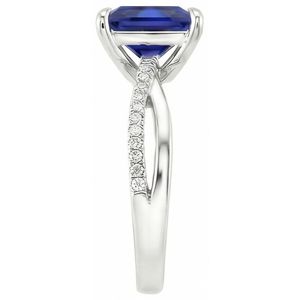 natural round sapphire 5.50ct ring on white background
