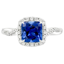 Natural Earth Mined Diamond Halo Ring Cushion Blue Sapphire Pave Set Accented 3.25 Carats