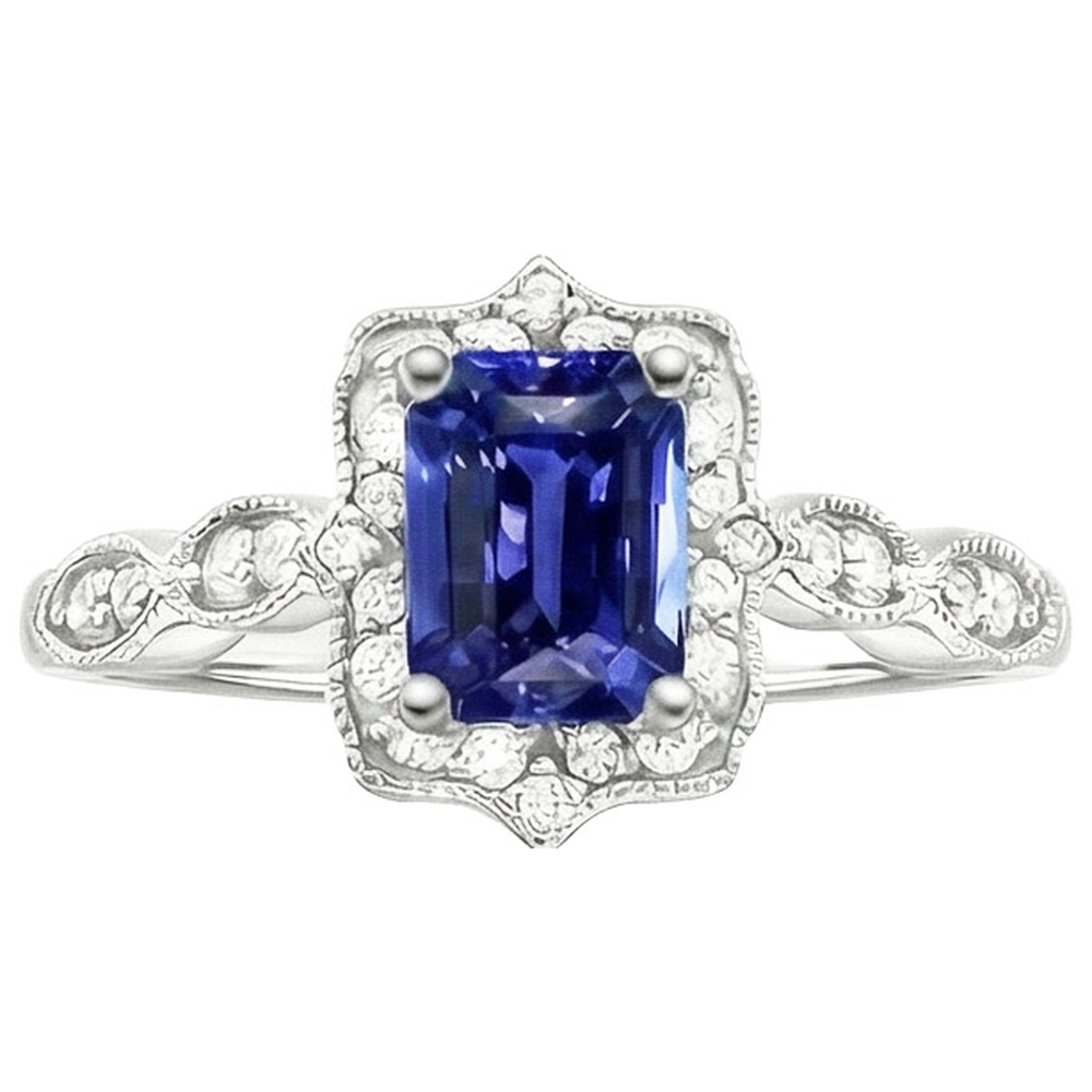 natural emerald sapphire 4ct ring profile view