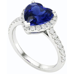 Natural Sapphire Ring 3.50ct - White Gold 14K