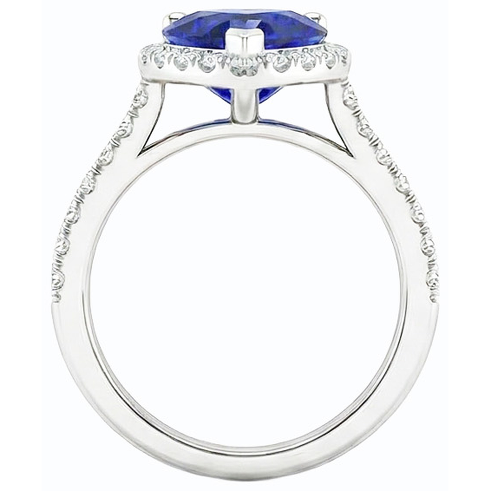 natural round sapphire 3.50ct ring close up detail