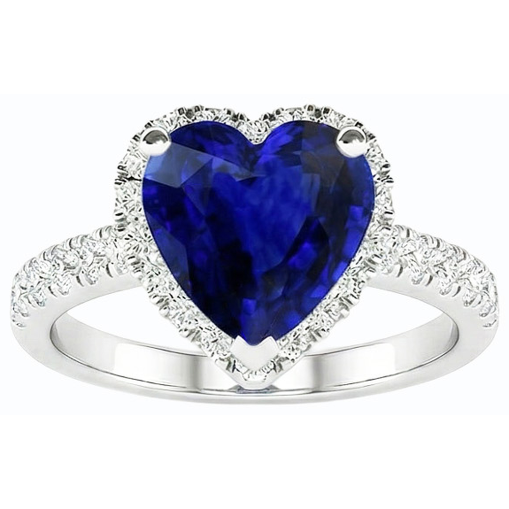 natural round sapphire 3.50ct ring top view