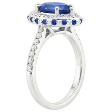 natural round sapphire 5.25ct ring on white background