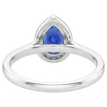 Natural Earth Mined Diamond Halo Ring Teardrop Style Pear Sri Lankan Sapphire 4 Carats