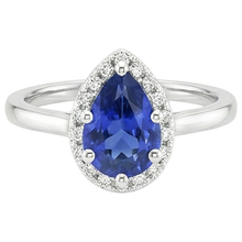 Natural Earth Mined Diamond Halo Ring Teardrop Style Pear Sri Lankan Sapphire 4 Carats