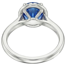 Natural Earth Mined Diamond Halo Ring White Gold Ceylon Sapphire Prong Set 2.50 Carats