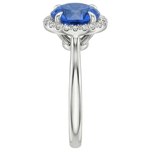 Natural Earth Mined Diamond Halo Ring White Gold Ceylon Sapphire Prong Set 2.50 Carats