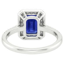 Natural Earth Mined Diamond Halo Ring With Blue Sapphires on Side Emerald 4.25 Carats