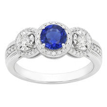 Natural Earth Mined Diamond Halo Round Blue Sapphire Ring 5 Carats Ladies Jewellery
