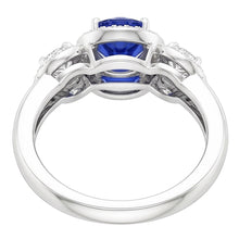 Natural Earth Mined Diamond Halo Round Blue Sapphire Ring 5 Carats Ladies Jewellery