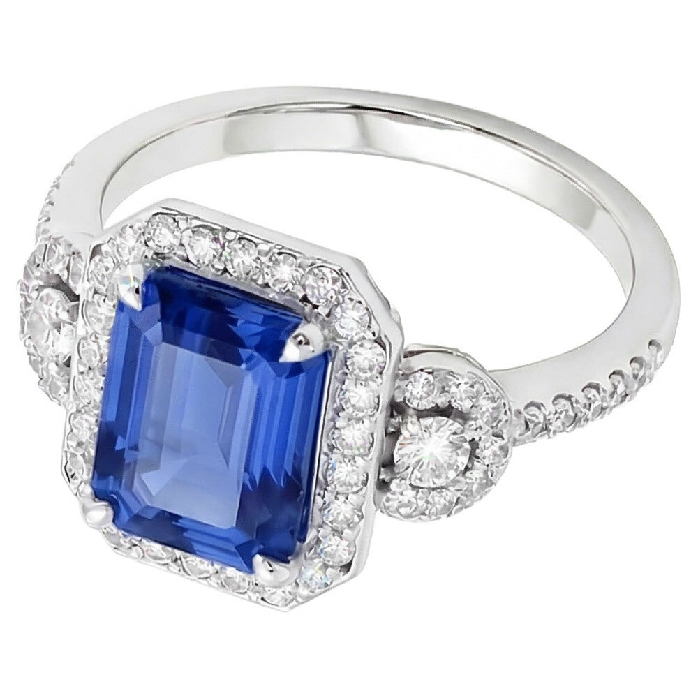 natural emerald sapphire 4.50ct ring close up detail