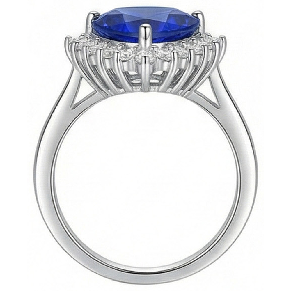 natural round sapphire 3.50ct ring profile view