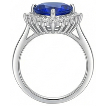 natural round sapphire 3.50ct ring profile view