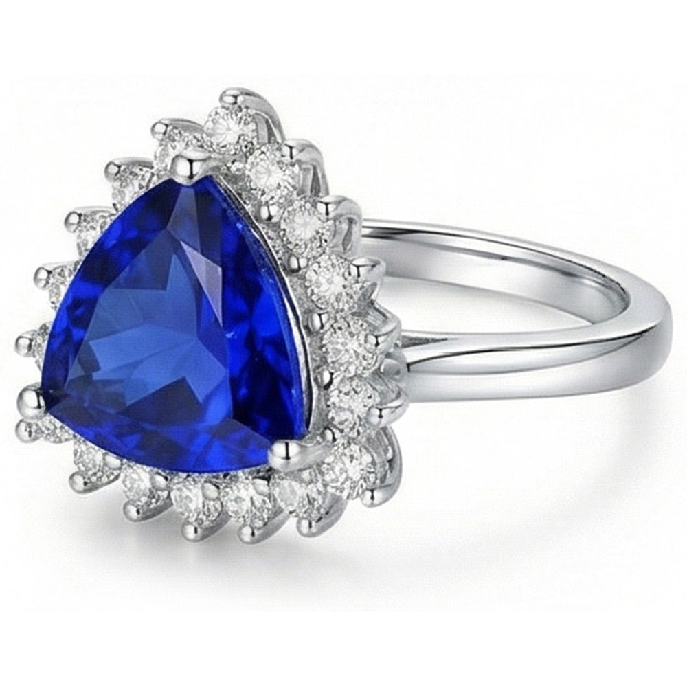 natural round sapphire 3.50ct ring close up detail