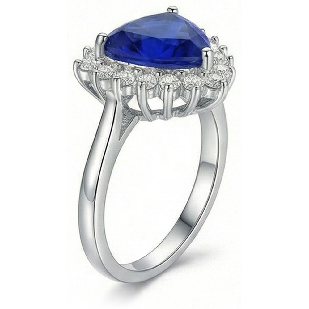 natural round sapphire 3.50ct ring top view
