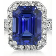 Natural Earth Mined Diamond Halo Wedding Ring Emerald Sri Lankan Sapphire 4 Carats