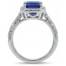 Natural Earth Mined Diamond Halo Wedding Ring Emerald Sri Lankan Sapphire 4 Carats