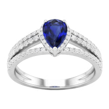 Natural Earth Mined Diamond Halo Wedding Ring Pear Blue Sapphire 2.50 Carats