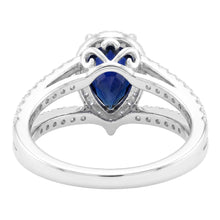 Natural Earth Mined Diamond Halo Wedding Ring Pear Blue Sapphire 2.50 Carats