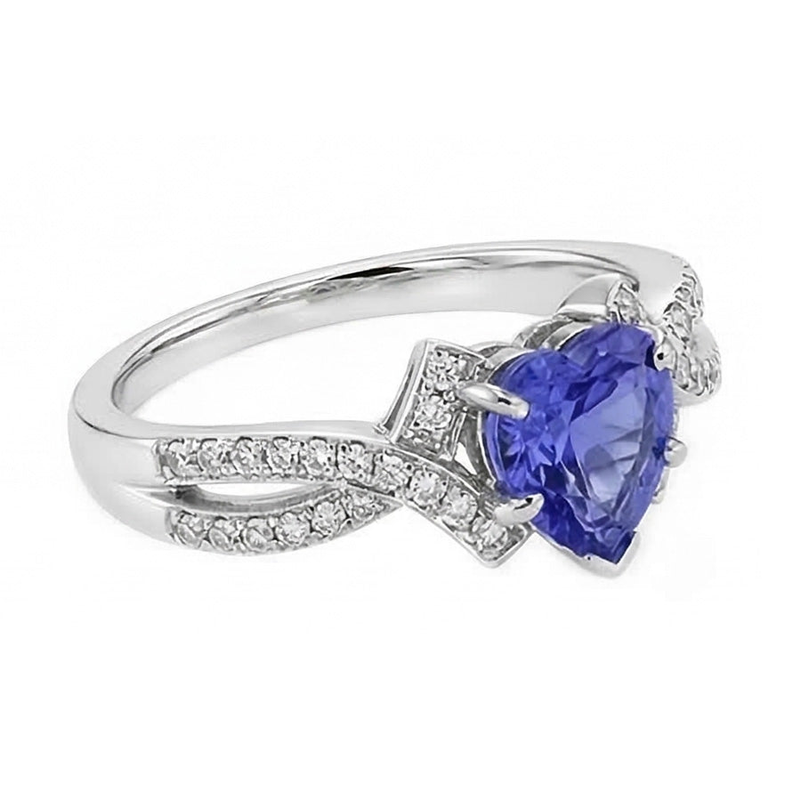 Natural Earth Mined Diamond Heart Cut Sapphire Ring Twisted Shank Jewellery 2.50 Carats