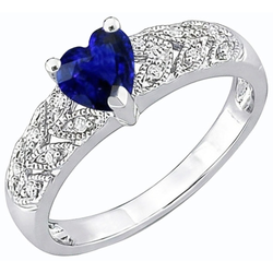 Natural Earth Mined Diamond Heart Halo Blue Sapphire Ring 2.50 Carats Leaf Style Jewellery