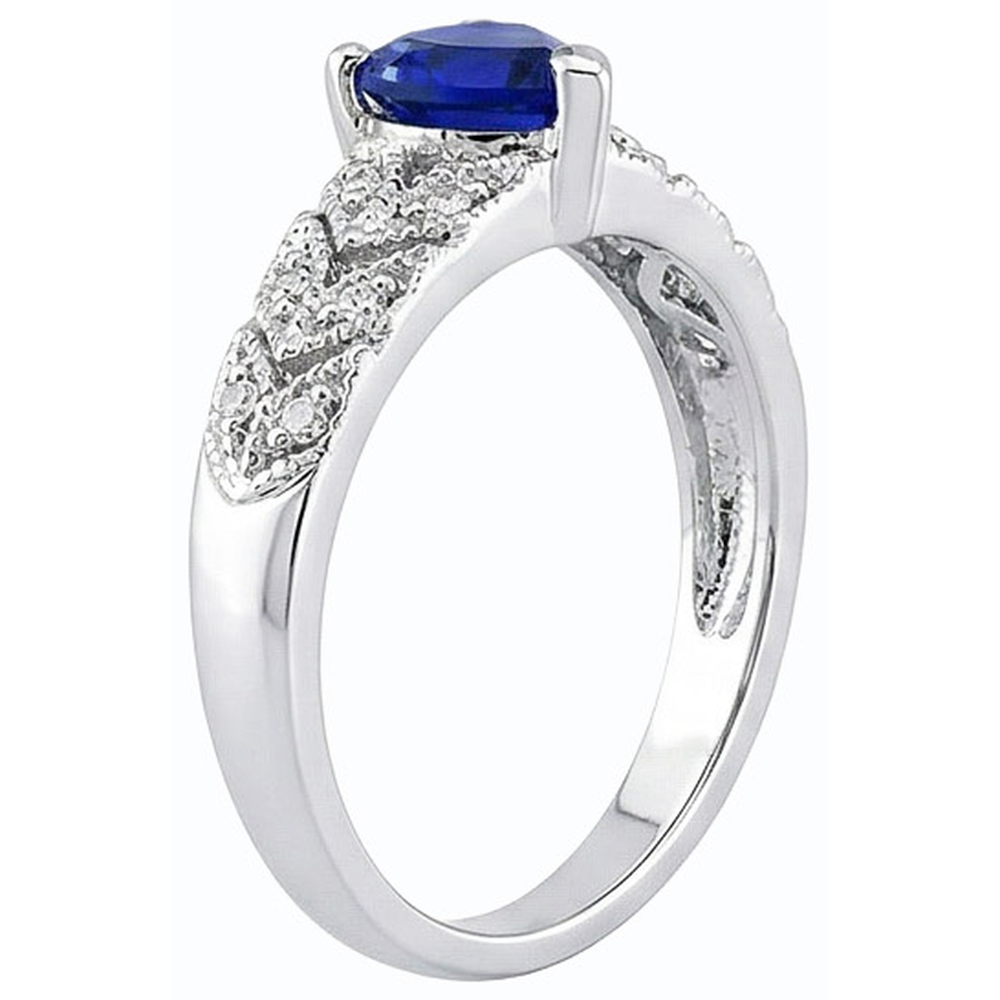Natural Earth Mined Diamond Heart Halo Blue Sapphire Ring 2.50 Carats Leaf Style Jewellery