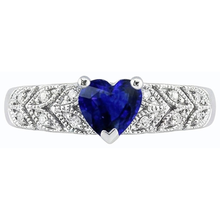 Natural Earth Mined Diamond Heart Halo Blue Sapphire Ring 2.50 Carats Leaf Style Jewellery