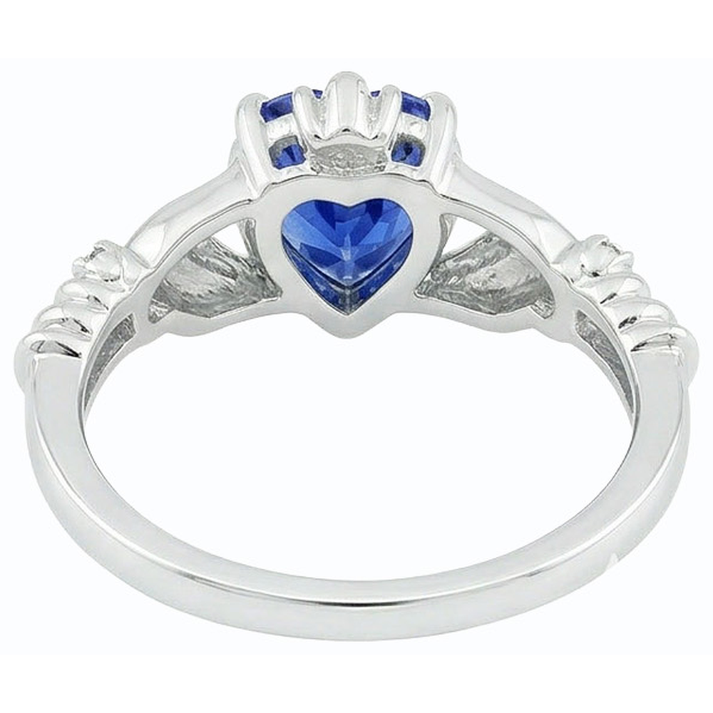 natural round sapphire 2ct ring on white background