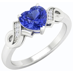Natural Earth Mined Diamond Heart Shaped Srilanka Sapphire Ring 1.75 Carats Ribbon Style