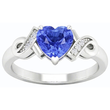 Natural Earth Mined Diamond Heart Shaped Srilanka Sapphire Ring 1.75 Carats Ribbon Style