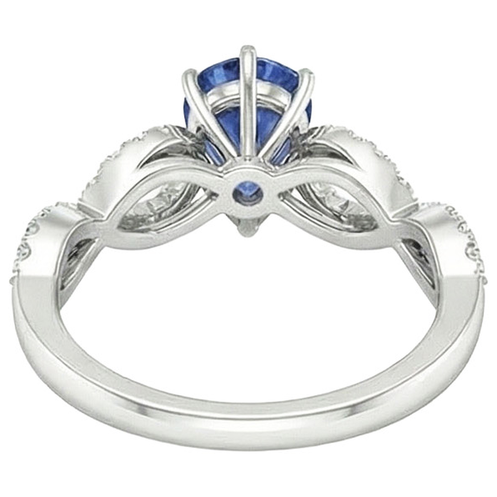 Natural Earth Mined Diamond Jewellery Ceylon Sapphire Ring Twisted Shank Style 3.50 Carats