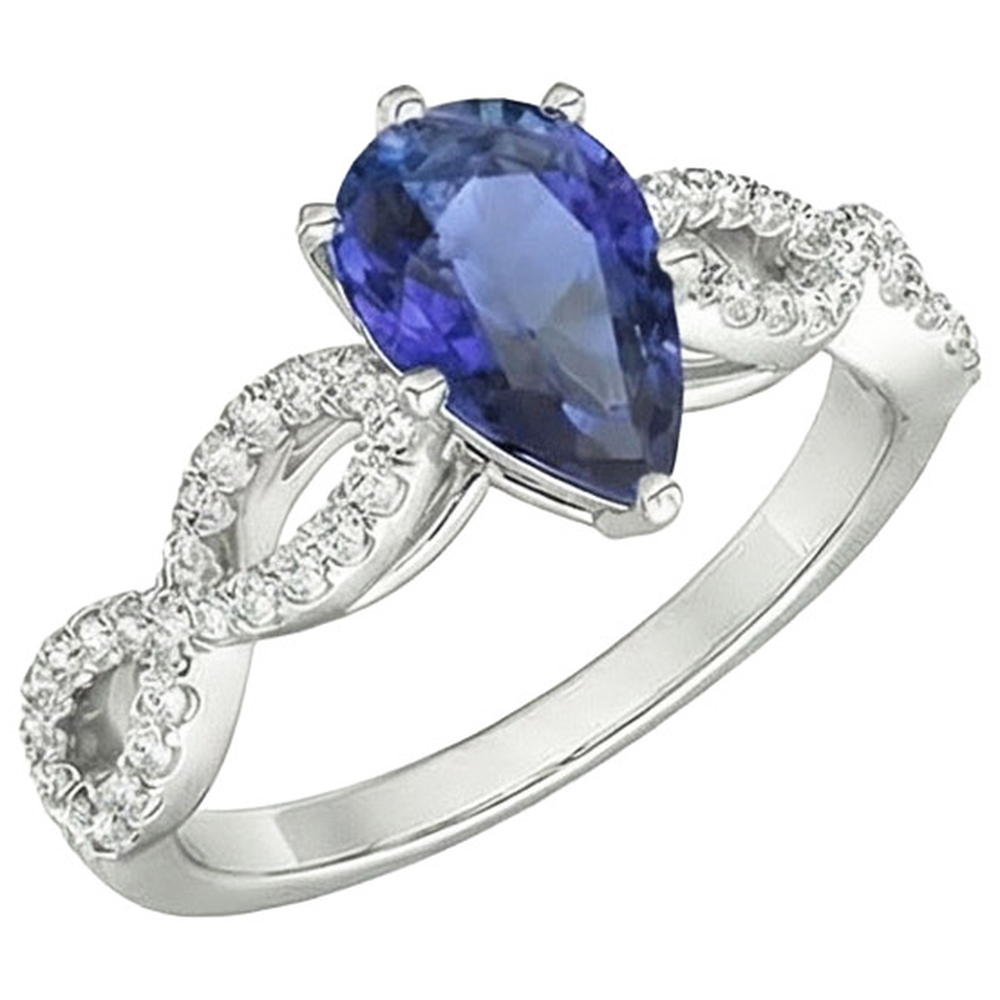 Natural Earth Mined Diamond Jewellery Ceylon Sapphire Ring Twisted Shank Style 3.50 Carats