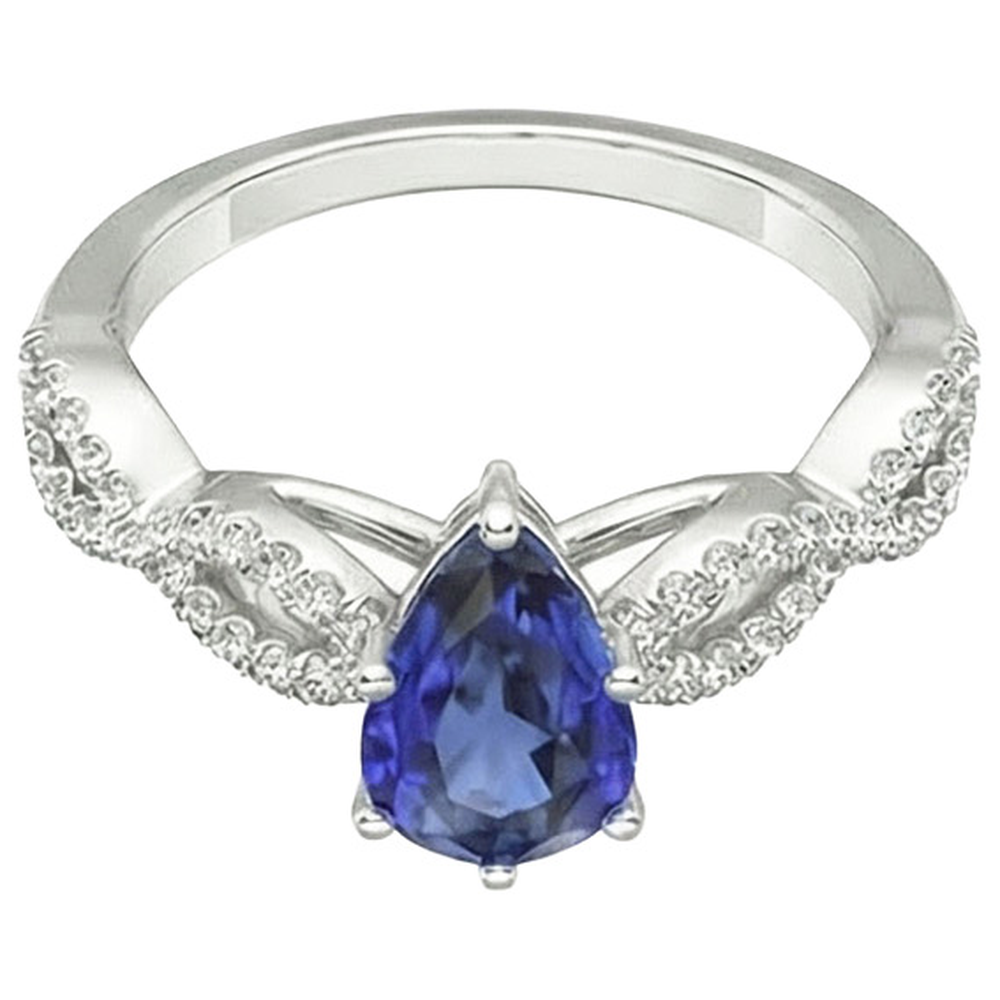 Natural Earth Mined Diamond Jewellery Ceylon Sapphire Ring Twisted Shank Style 3.50 Carats