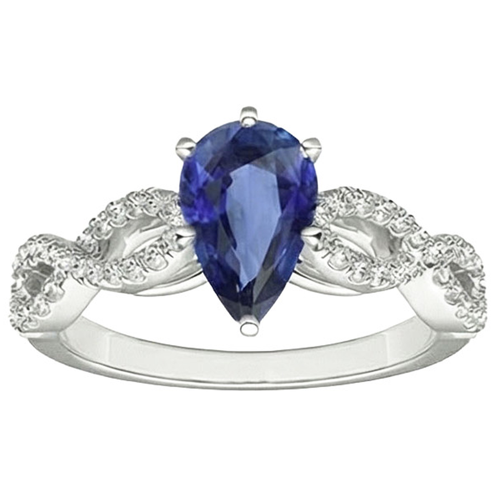 Natural Earth Mined Diamond Jewellery Ceylon Sapphire Ring Twisted Shank Style 3.50 Carats