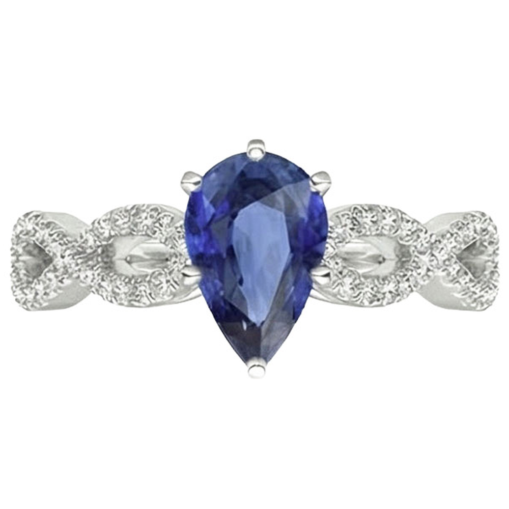 Natural Earth Mined Diamond Jewellery Ceylon Sapphire Ring Twisted Shank Style 3.50 Carats