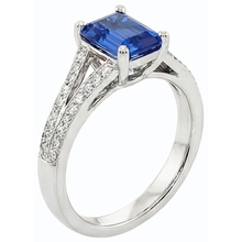 Natural Earth Mined Diamond Jewellery Emerald Cut Blue Sapphire Ring Split Shank 3 Carats