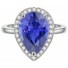 Natural Earth Mined Diamond Jewellery Halo Ceylon Sapphire Ring 4 Carats